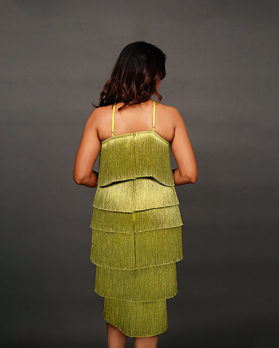 OLIVE GREEN HALTER DRESS