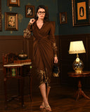 Brown Foil Luxe Shirt Dress