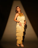 BEIGE FRINGE GOWN