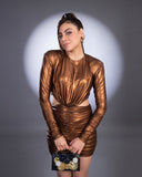 Brown Metallic Power Dress