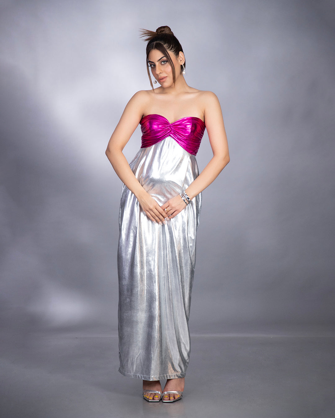 SILVER PINK TUBE GOWN