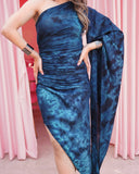 TEAL BLUE ASYMMETRICAL DRESS