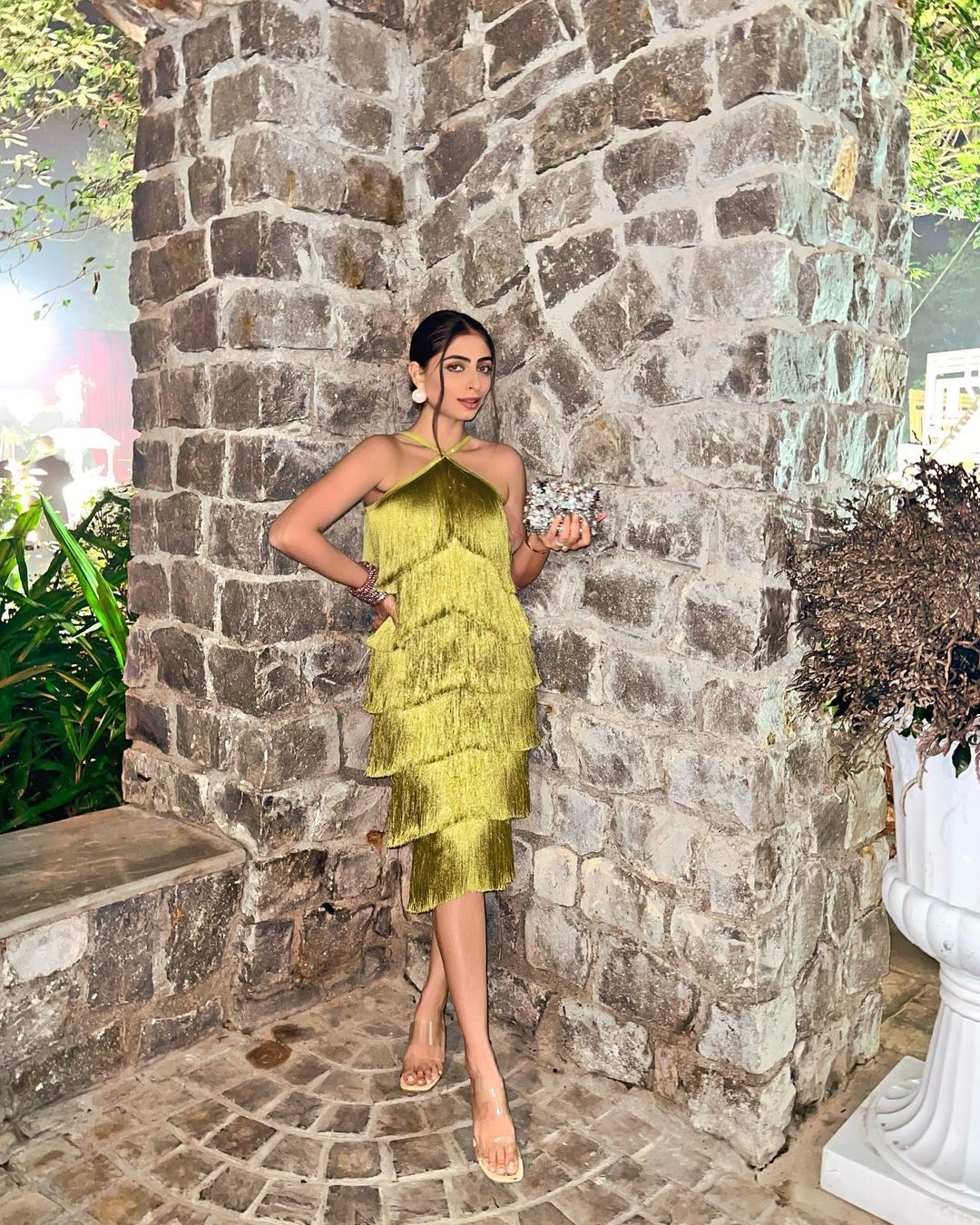 OLIVE GREEN HALTER DRESS