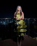 OLIVE GREEN HALTER DRESS
