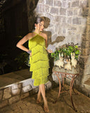 OLIVE GREEN HALTER DRESS