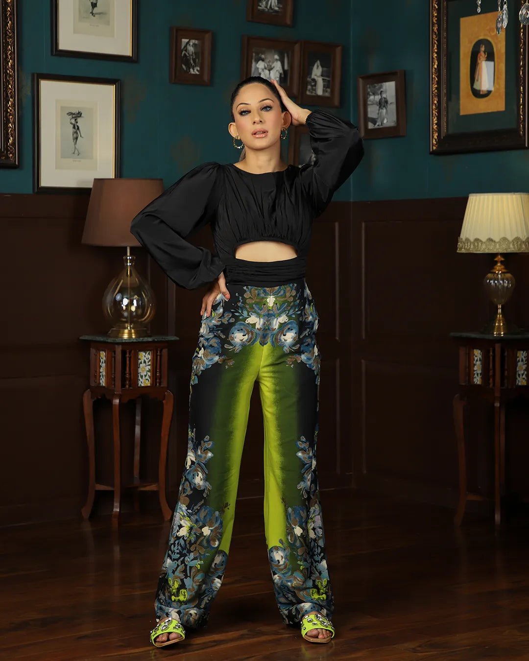 NEON FLORAL DRAPED JUMPSUIT - Wabi Sabi