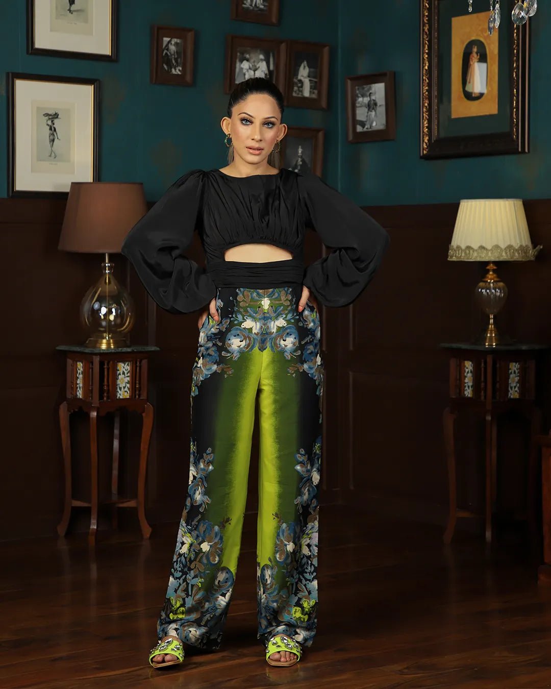 NEON FLORAL DRAPED JUMPSUIT - Wabi Sabi