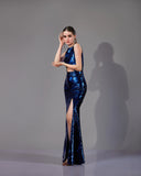 NOIR BLUE CUT OUT GOWN - Wabi Sabi