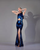 NOIR BLUE CUT OUT GOWN - Wabi Sabi
