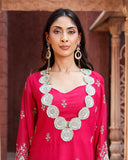 Fuschia Pink Embriodery Kaftan