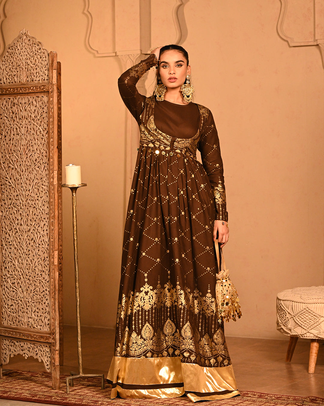 Brown sitara Anarkali