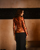 Red brocade corset set