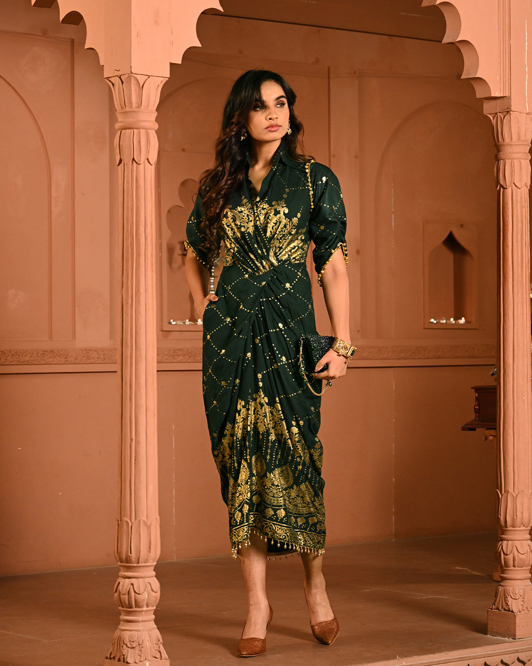 Green Ghunghroo shirtdress
