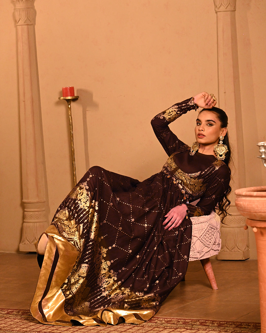 Brown sitara Anarkali