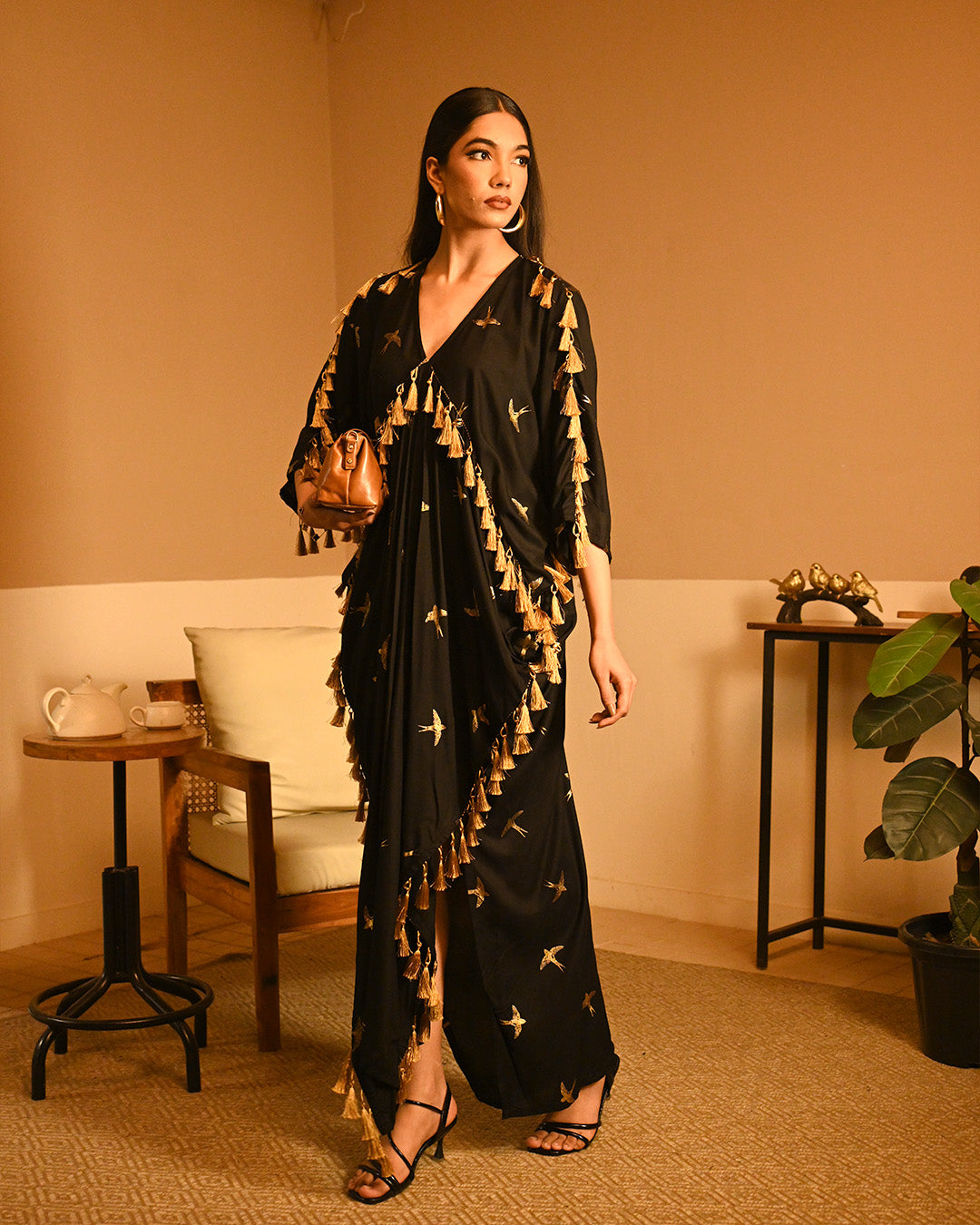 Gold Bird Foil kaftan