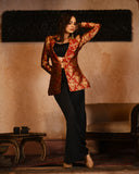 Red brocade blazer set