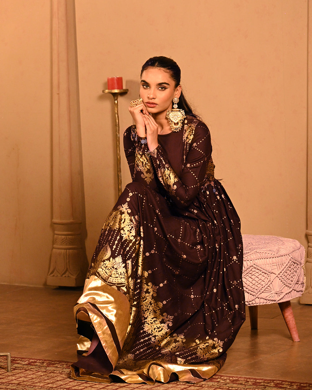 Brown sitara Anarkali