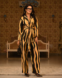 beige cotton blazer set