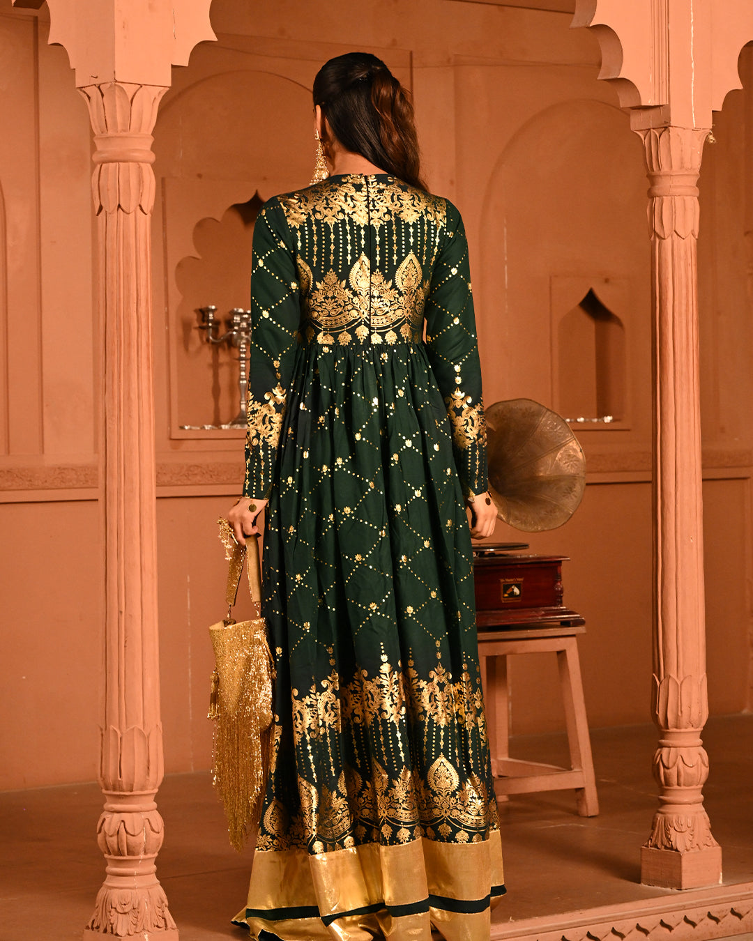Green sitara Anarkali