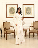 White beaded blazer set