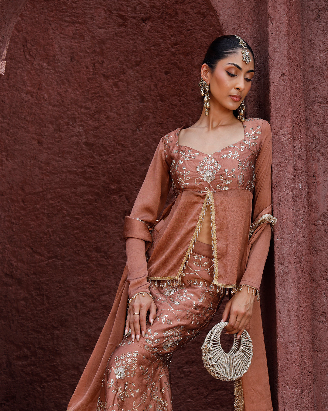 Mauve pink Embriodery lehnga