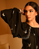 Silver Bird Foil Midi dress