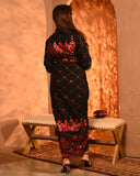 Red salma-sitara shirtdress