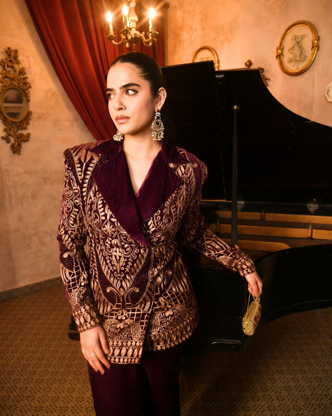 Violet Velvet Blazer set