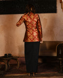 Red brocade blazer set