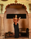 Red brocade corset set