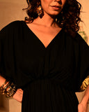FLORA FOIL DRAPE DRESS