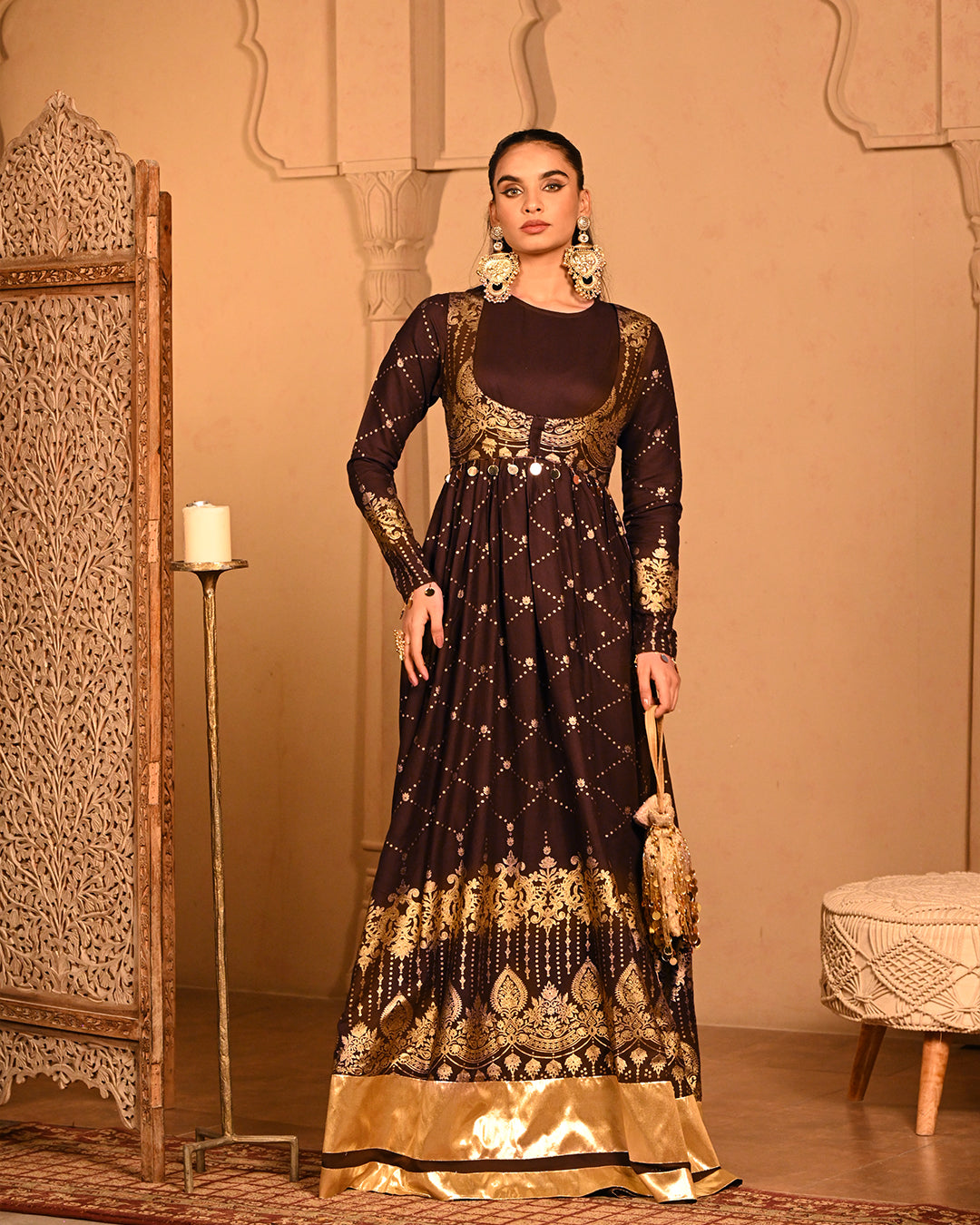 Brown sitara Anarkali