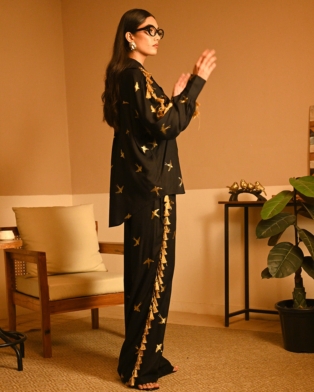 Gold Bird Foil Shirt set
