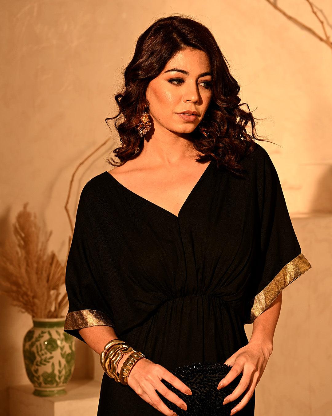 FLORA FOIL DRAPE DRESS