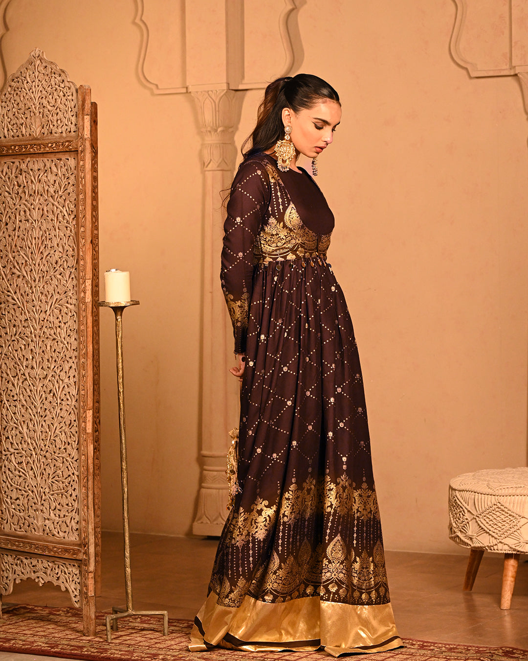 Brown sitara Anarkali