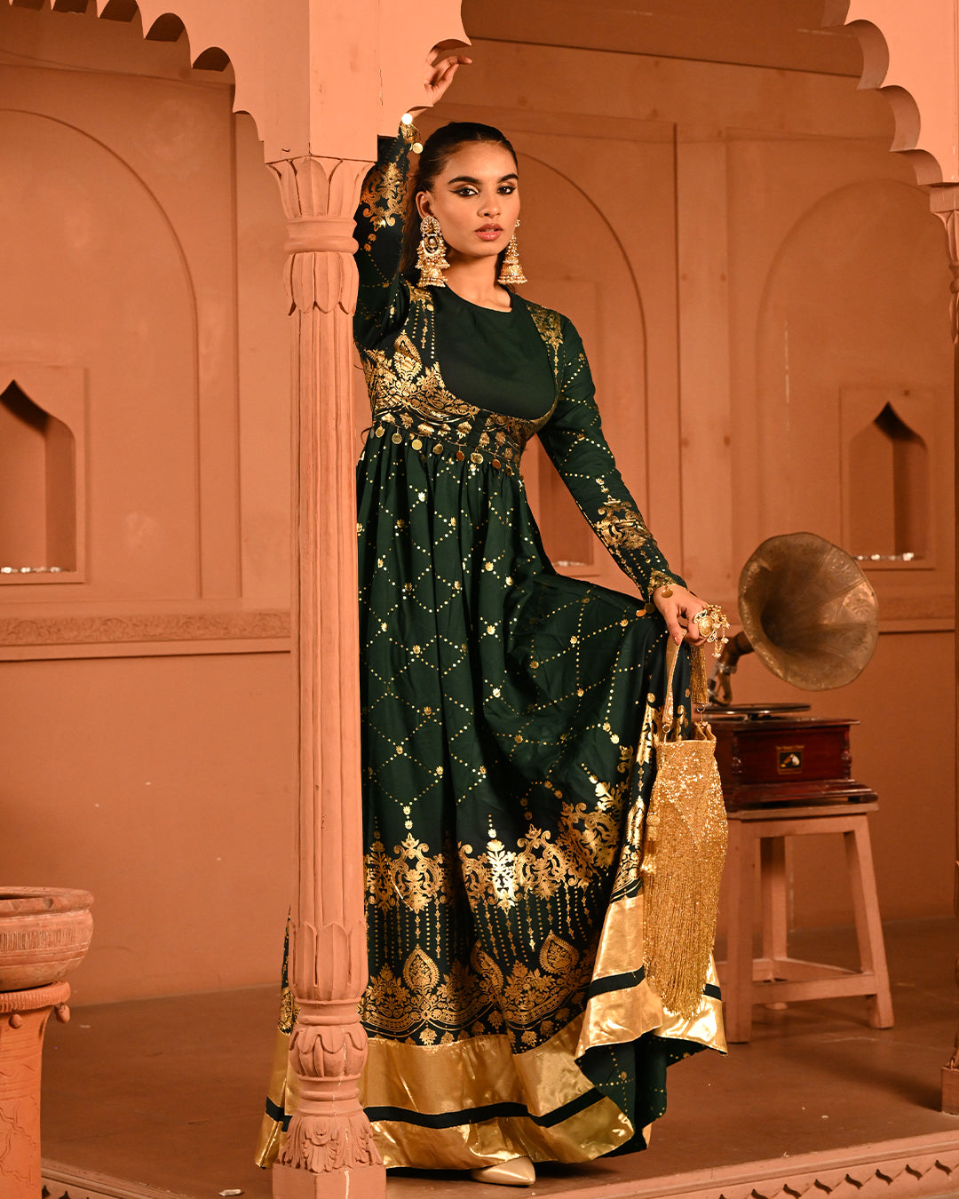 Green sitara Anarkali