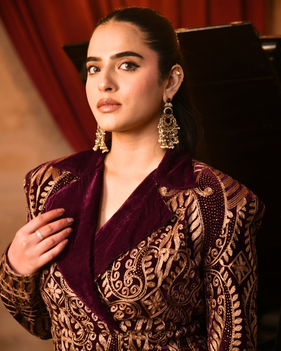 Violet Velvet Blazer set