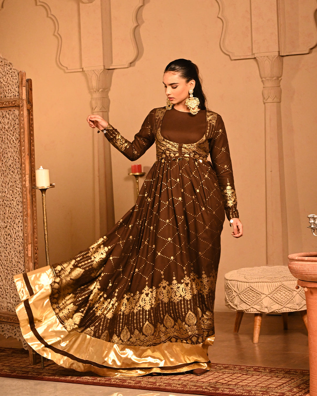 Brown sitara Anarkali