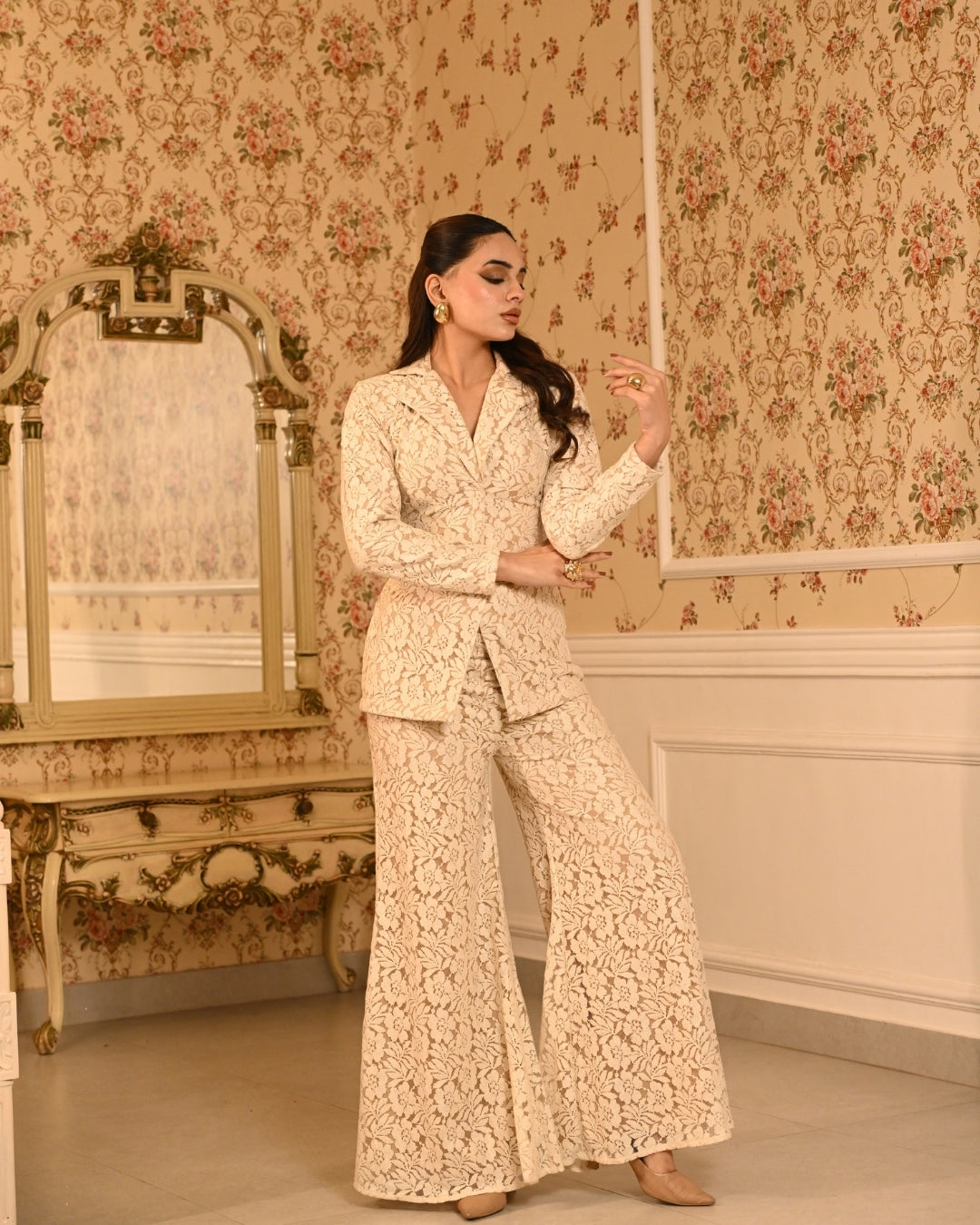 Ivory blazer set