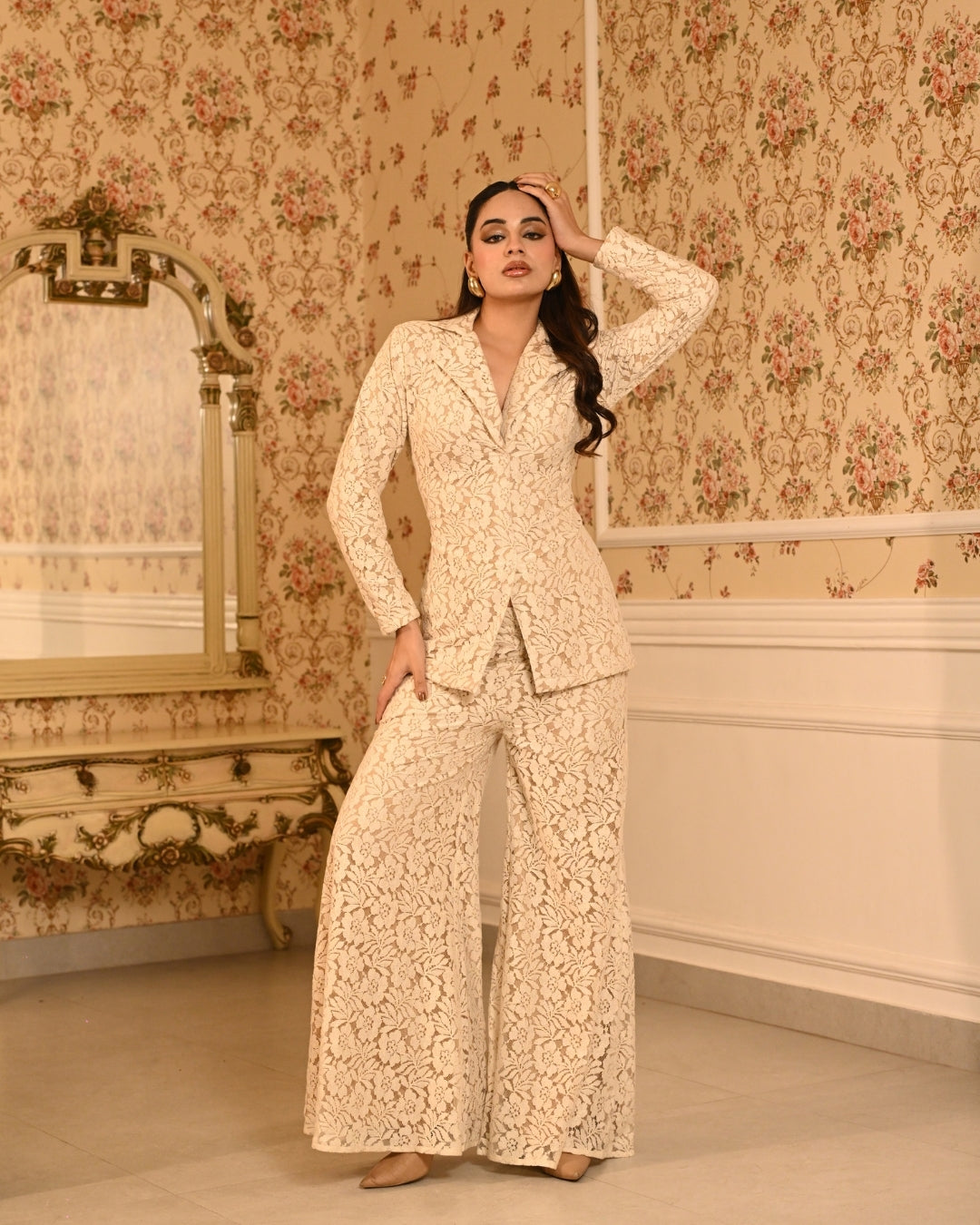 Ivory blazer set