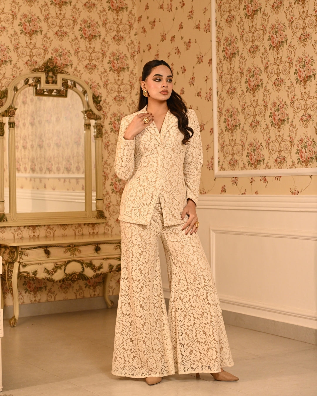 Ivory blazer set