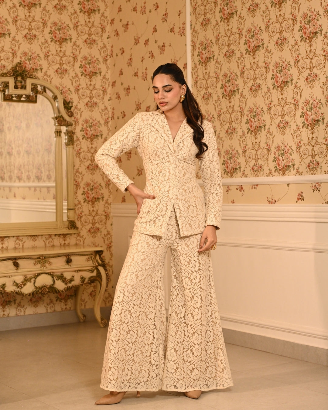 Ivory blazer set