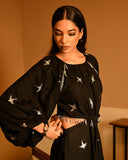 Silver Bird Foil Midi dress