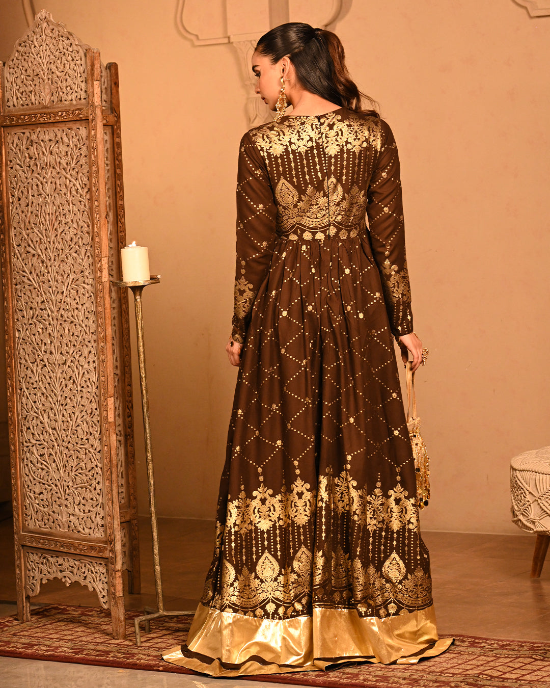 Brown sitara Anarkali