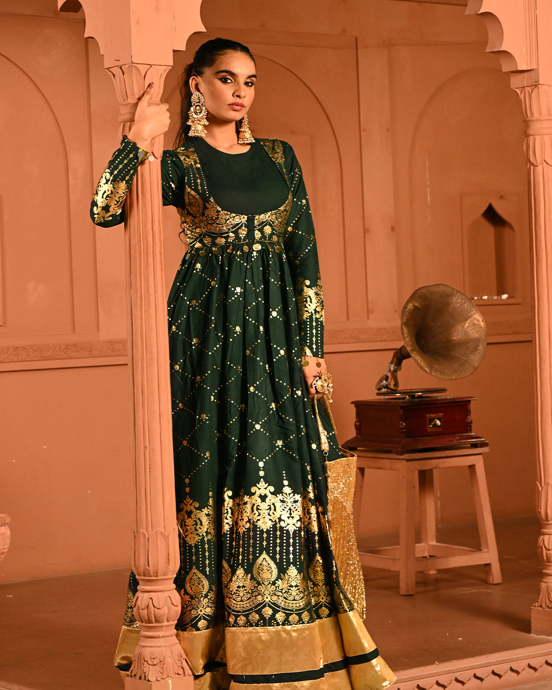 Green sitara Anarkali