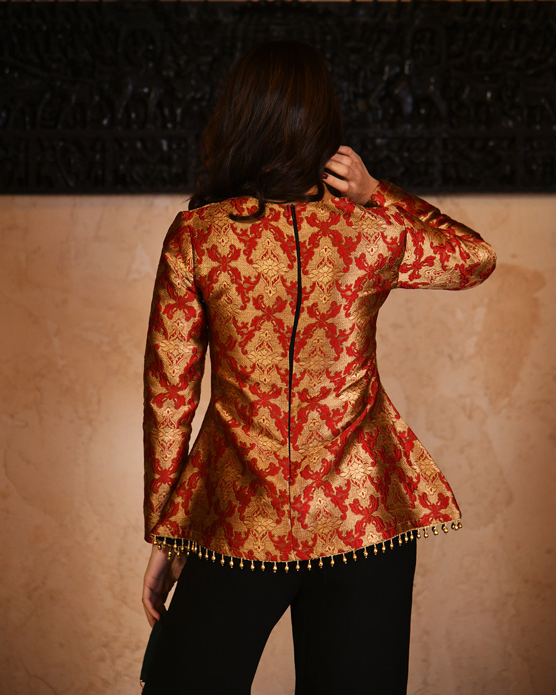 Red brocade bell set