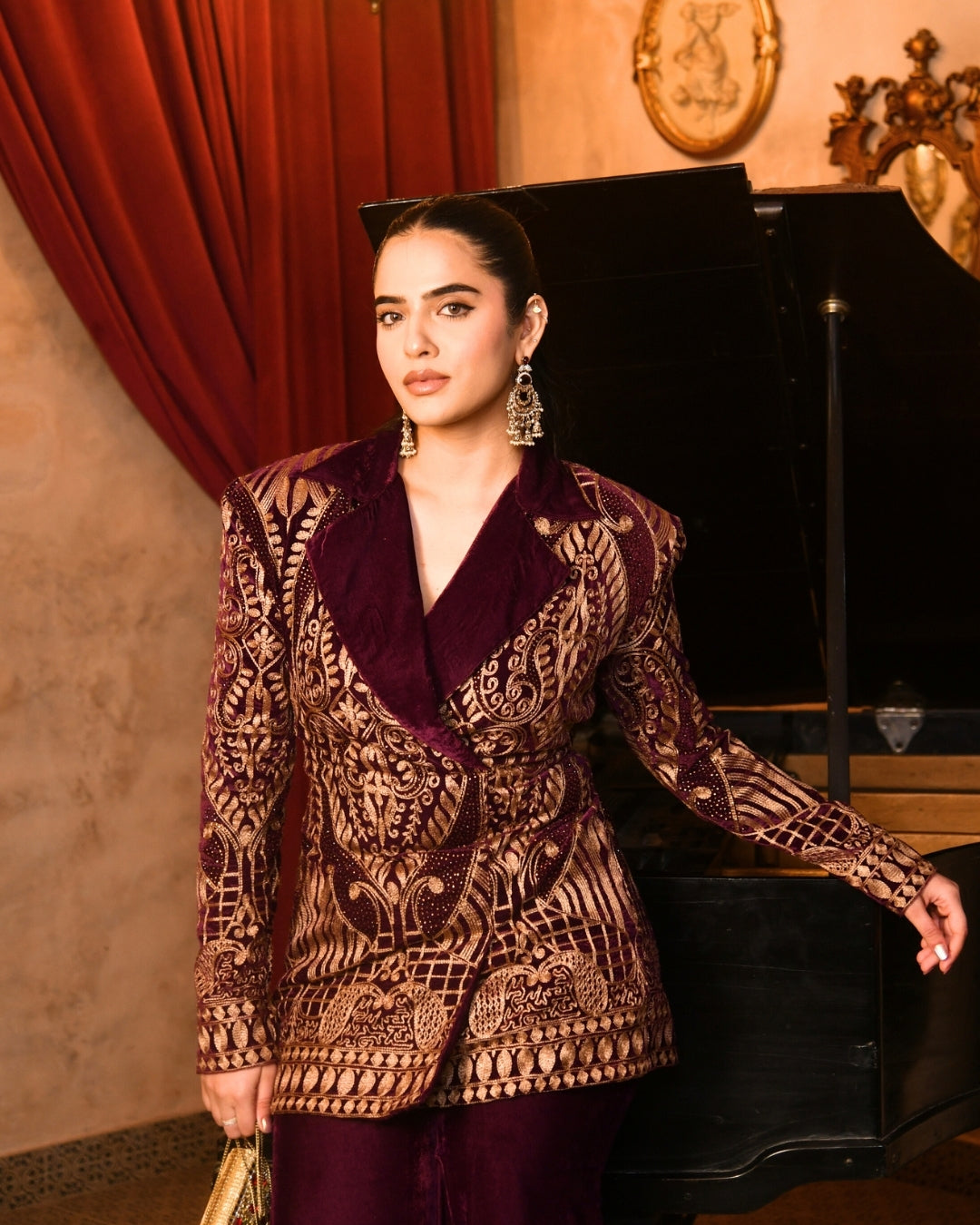 Violet Velvet Blazer set