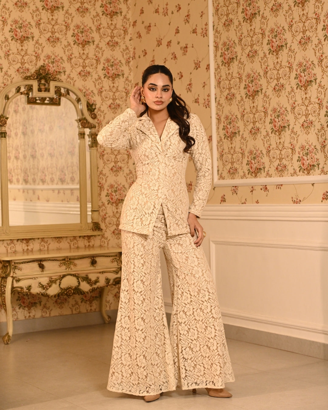 Ivory blazer set