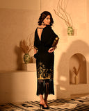 FLORA FOIL DRAPE DRESS