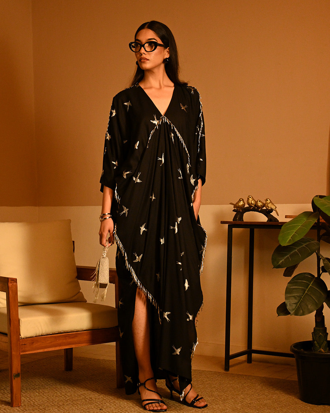 Silver Bird Foil kaftan